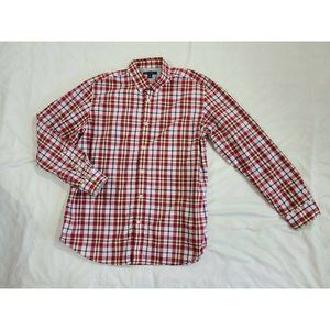 Banana Republic Men`s Soft-Wash Shirt Long Sleeve Red  Plaid Size XL 17-17.5